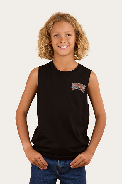 RINGERS WESTERN Take No Bull Kids Muscle Tank - Black