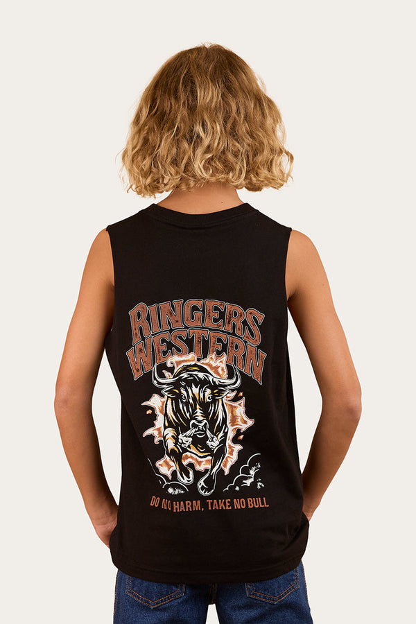 RINGERS WESTERN Take No Bull Kids Muscle Tank - Black