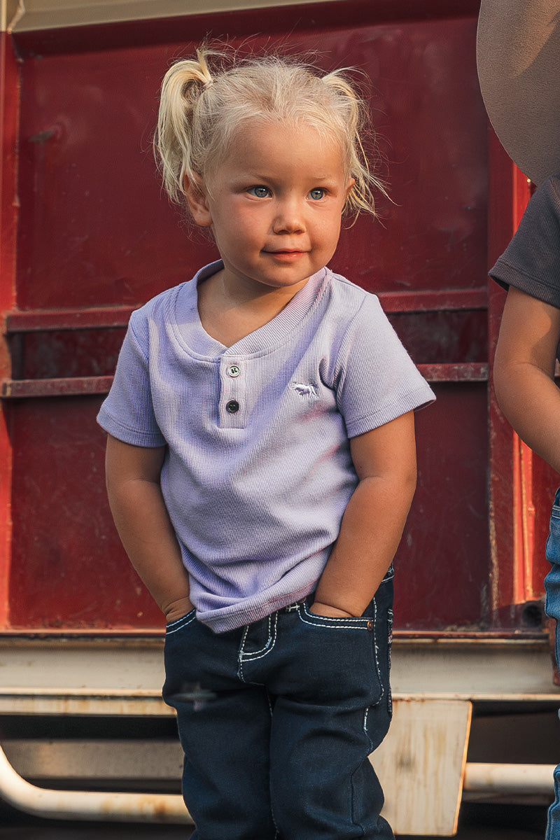 RINGERS WESTERN Casey Kids Rib Henley Top - Violet