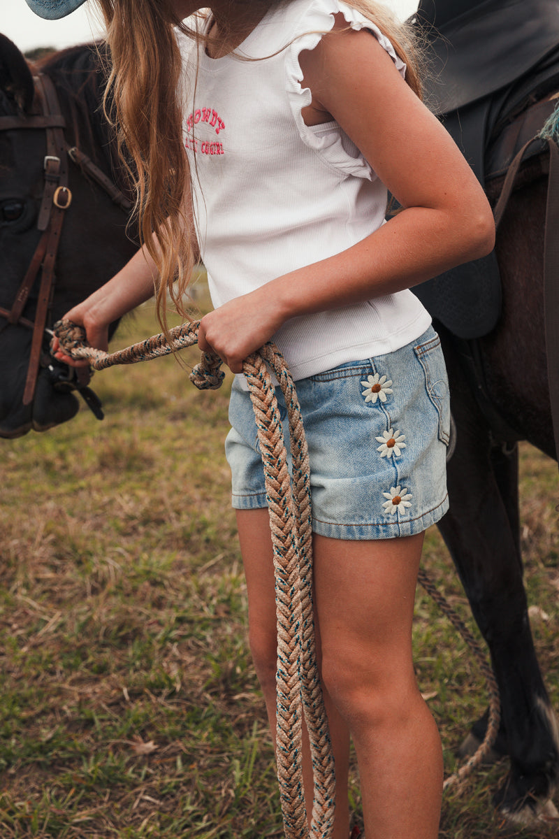 RINGERS WESTERN Bridie Kids Denim Short - Light Wash Blue