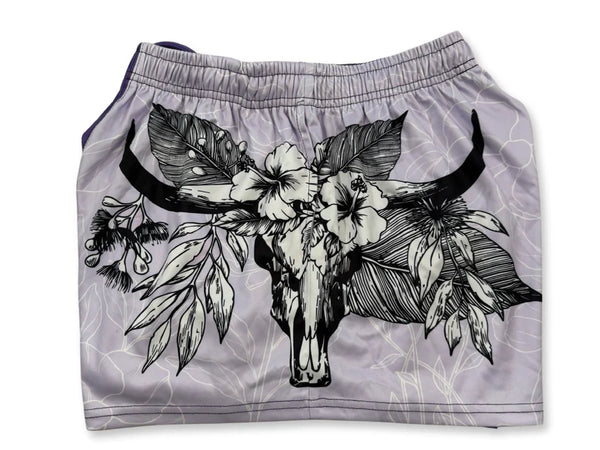 AFS "BULL SKULL PURPLE" Footy Shorts (With Pockets)