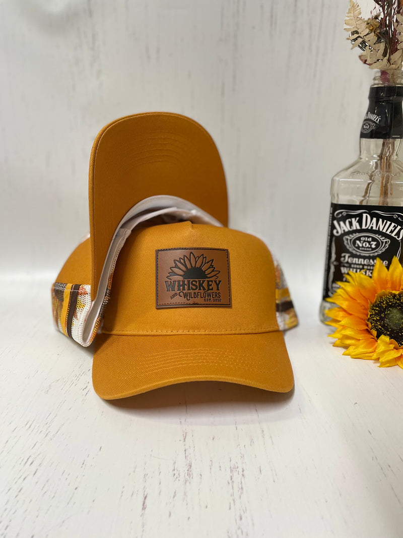 W&W Apricot Orange and Brown Sunflower Pattern Trucker Cap DEC