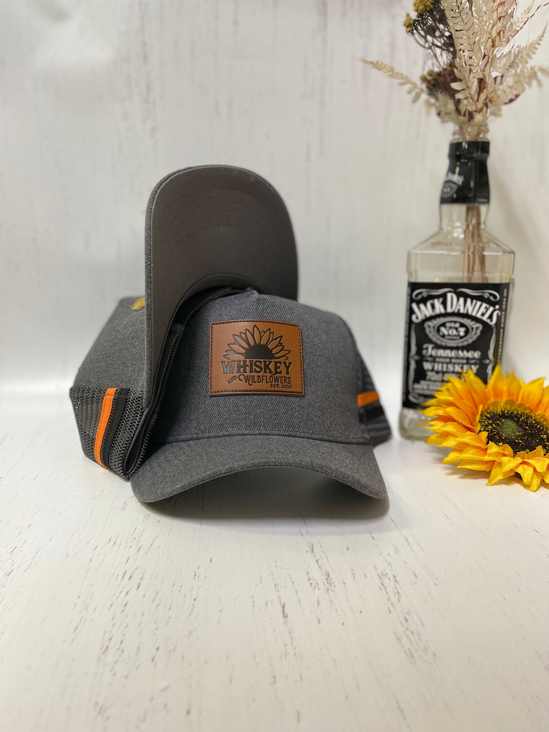 W&W Dark Grey Denim & Orange Trucker Cap DEC