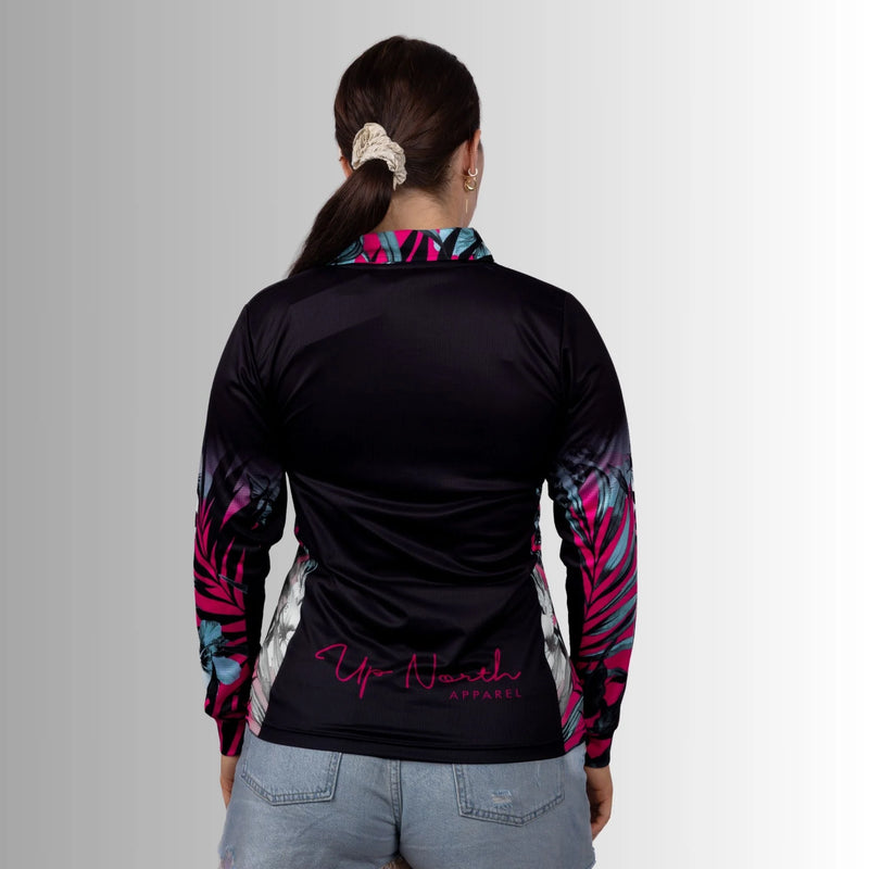 Up North Apparel - Ladies Tropical Hibiscus Polo Jersey