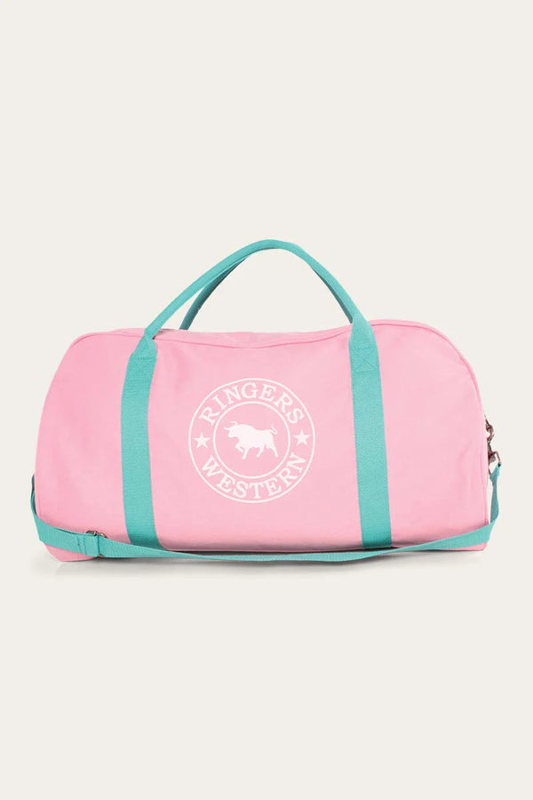 Gundagai Duffle Bag- Pink and Mint With White Logo