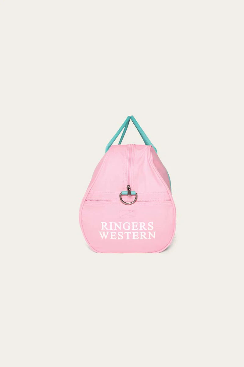 Gundagai Duffle Bag- Pink and Mint With White Logo