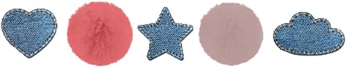 CROCS Jibbitz™ Shoe Charms -Denim and Pink Puff 5  Pack