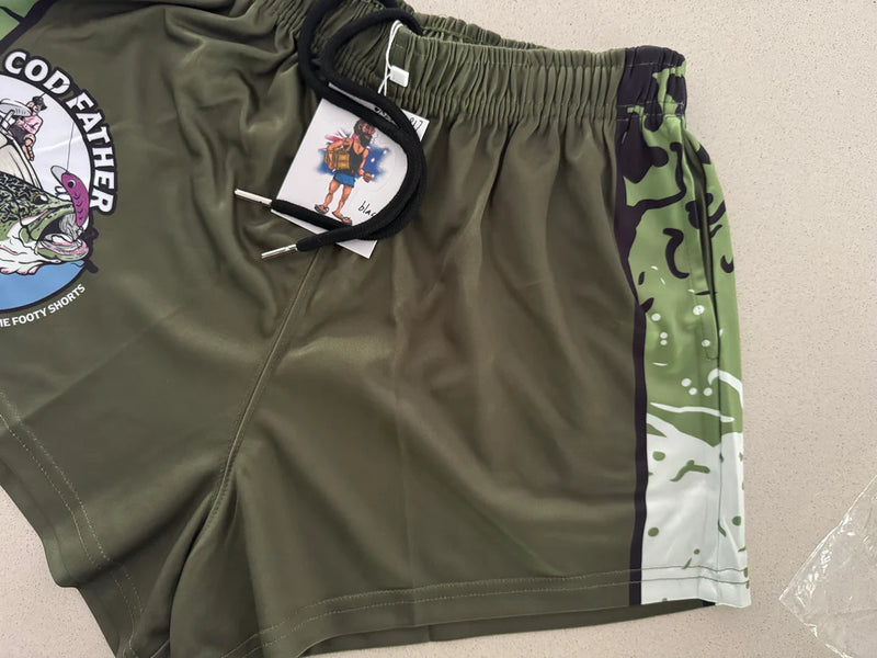 AFS Cod Father Green Footy Shorts - With Pockets