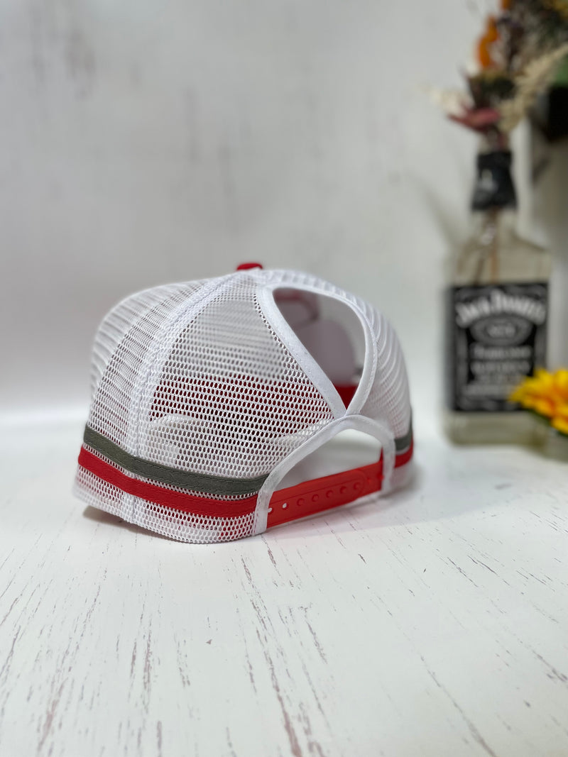 W&W Red & White Gingham High Pony Trucker Cap Dec