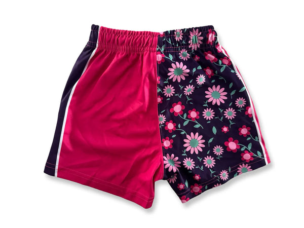 AFS Kids Pink Flowers Footy Shorts With Pockets