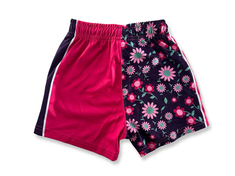 AFS Kids Pink Flowers Footy Shorts With Pockets