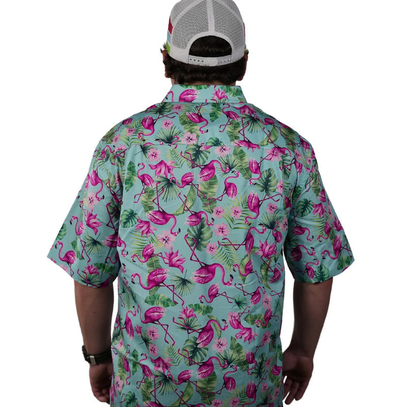 Coastal Cowboys - Flamingo  Mens Short Sleeve Workshirt