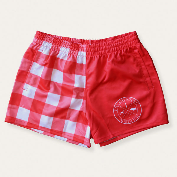 PCA Footy Shorts - Red Gingham
