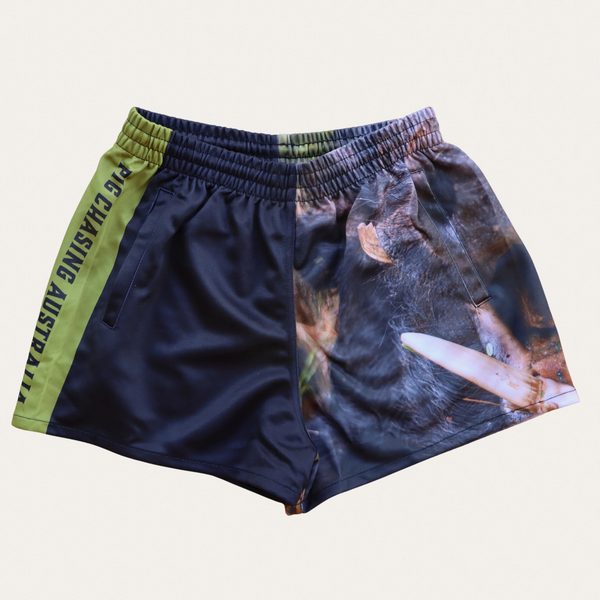 PCA Footy Shorts -Hooky Boar- ZIP Pockets!