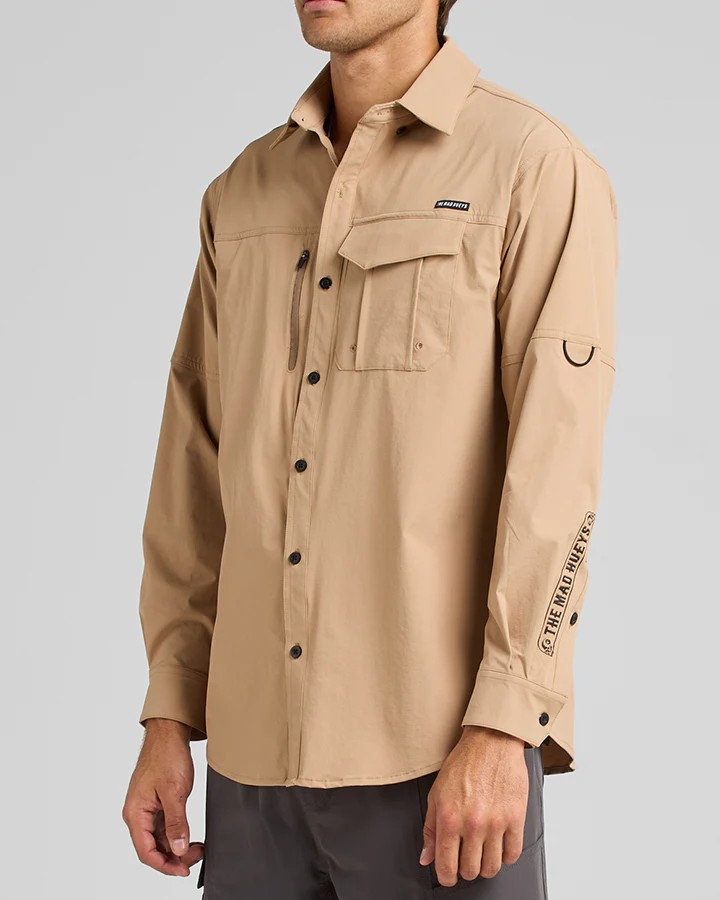 The Mad Hueys SKULL ANCHOR | FISHING SHIRT - TAN