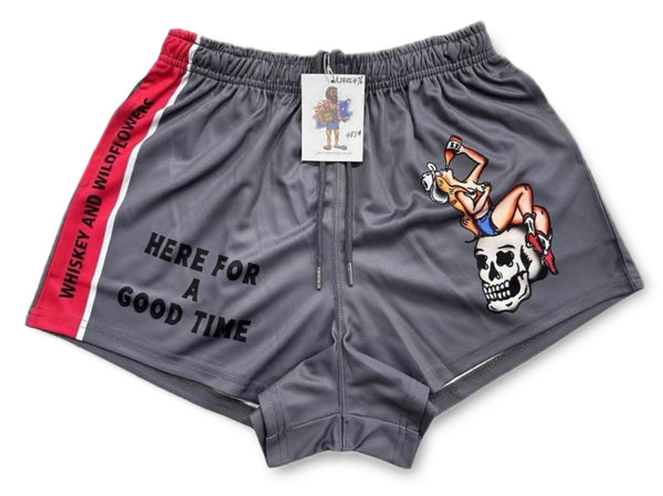 Whiskey & Wildflowers Good Time AFS Footy Shorts - With Pockets