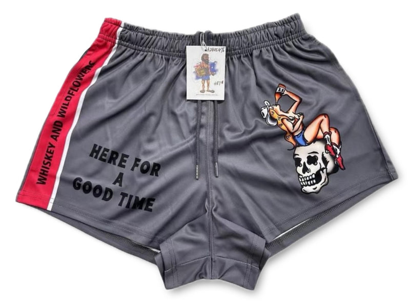 Whiskey & Wildflowers Good Time AFS Footy Shorts - With Pockets