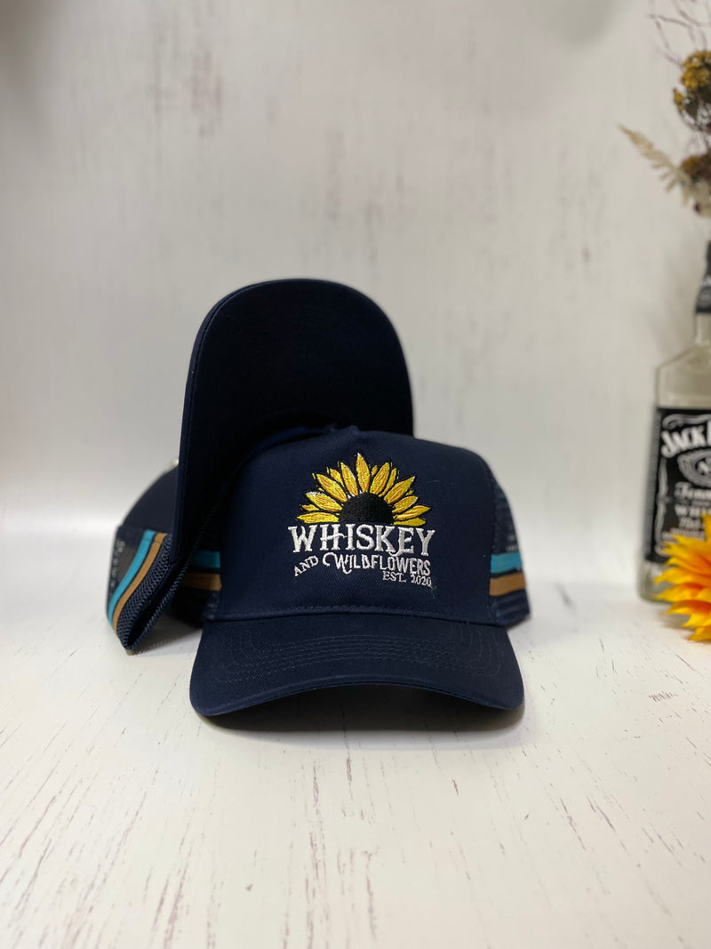 W&W Navy Sky Blue & Russet Brown Trucker Cap DEC