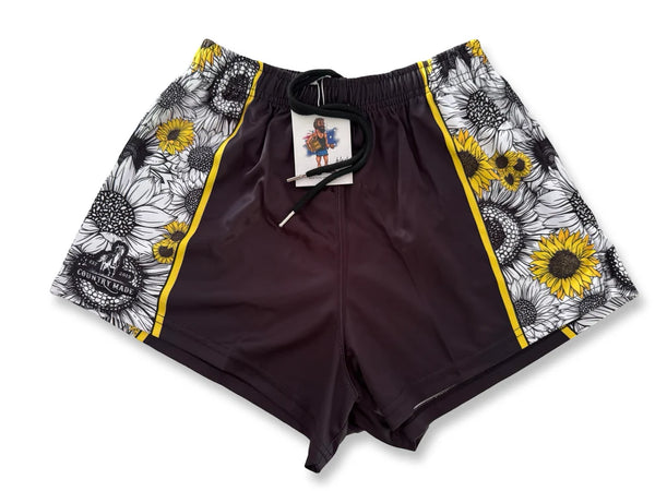 AFS Sunflowers Black Footy Shorts - With Pockets