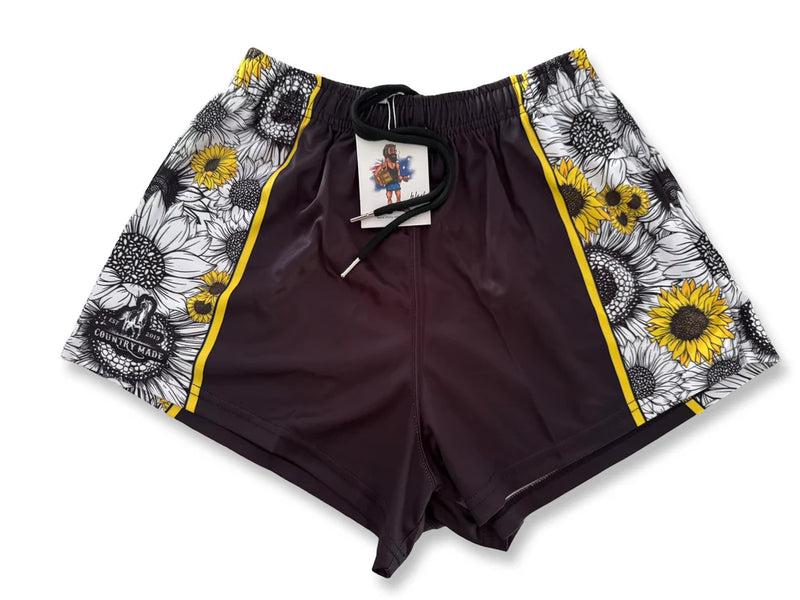 AFS Sunflowers Black Footy Shorts - With Pockets