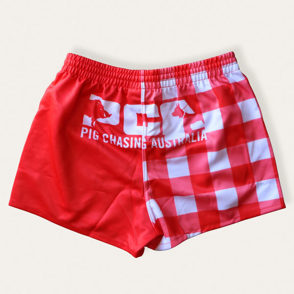 PCA Footy Shorts - Red Gingham