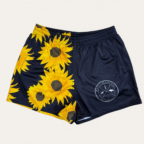 PCA Sunflower Footy Shorts - Black/Yellow