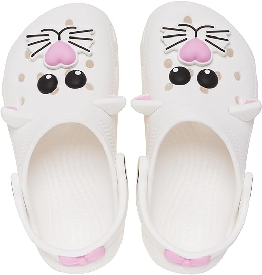TODDLER CLASSIC I AM CAT CLOG - White/Pink Tweed