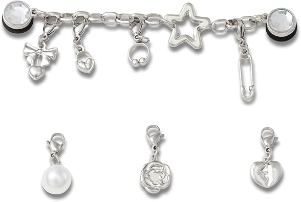 CROCS Jibbitz™ Shoe Charms - Removable Punk and Silver 5 Pack