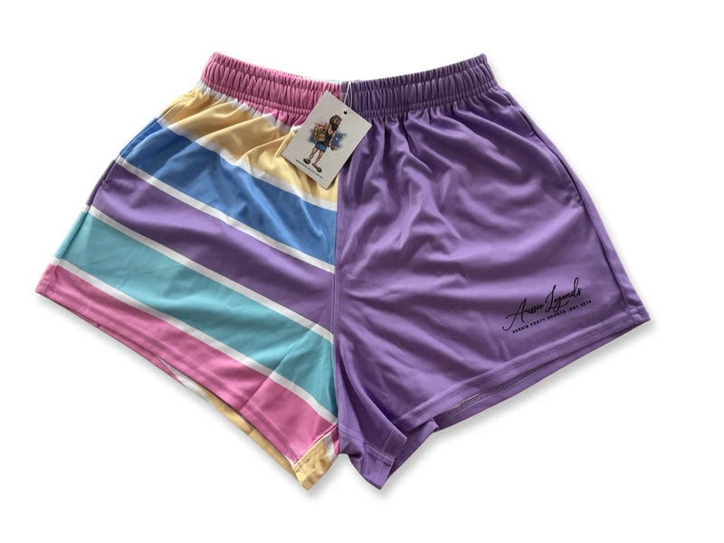 AFS Light Pastel Purple Stripe Footy Shorts - With Pockets