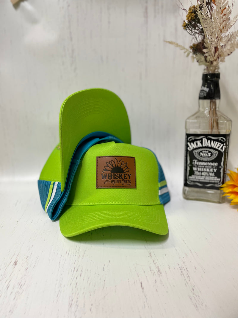 W&W Neon Green Cyan & White Trucker Cap DEC