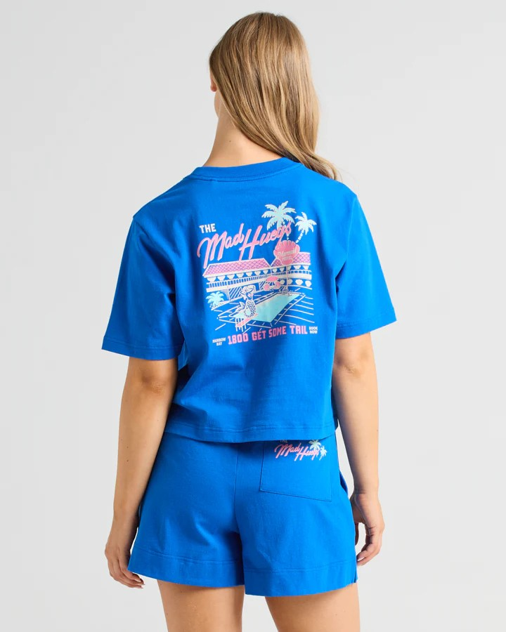 The Mad Hueys MERMAID MOTEL | WOMENS BOXY SS TEE - COBALT