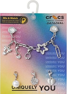 CROCS Jibbitz™ Shoe Charms - Removable Punk and Silver 5 Pack