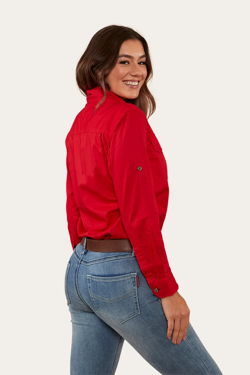 RINGERS WESTERN Pentecost River Womens Full Button Work Shirt - Red