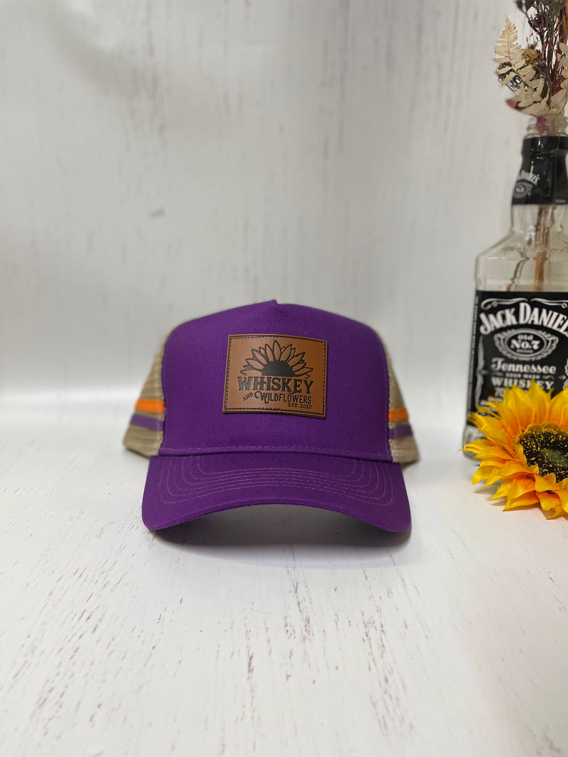 W&W Purple Beige & Orange High Pony Trucker Cap Dec