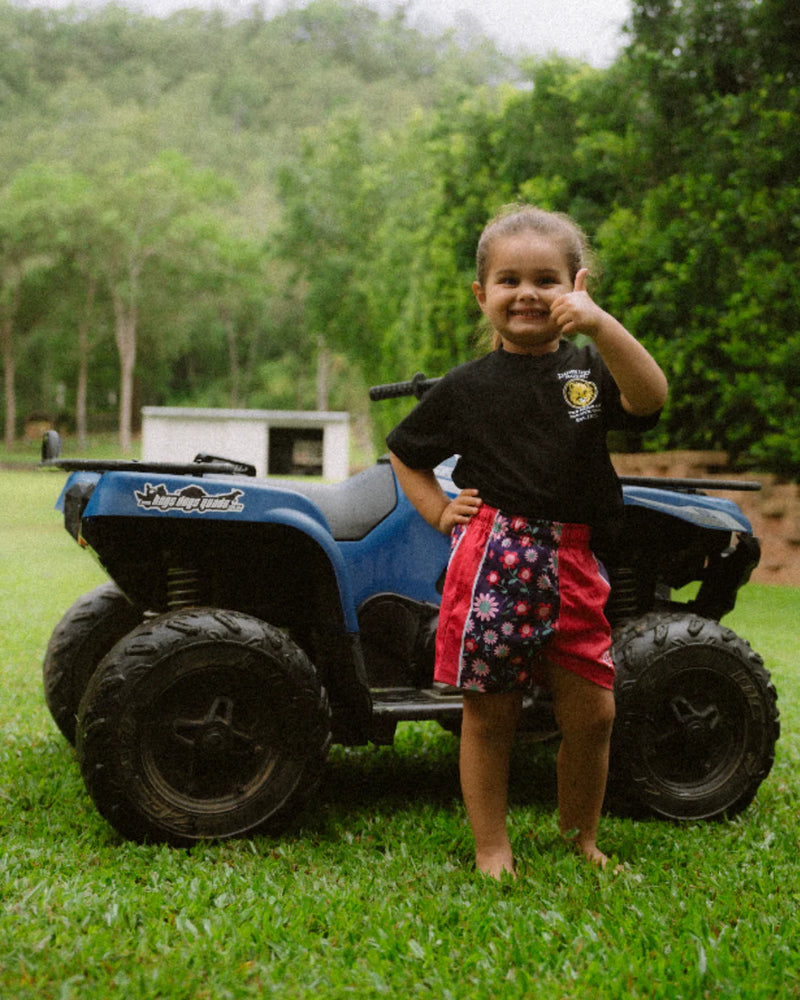 AFS Kids Pink Flowers Footy Shorts With Pockets