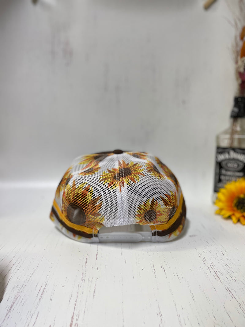 W&W Brown & Yellow Trucker Cap DEC with Sunflower print