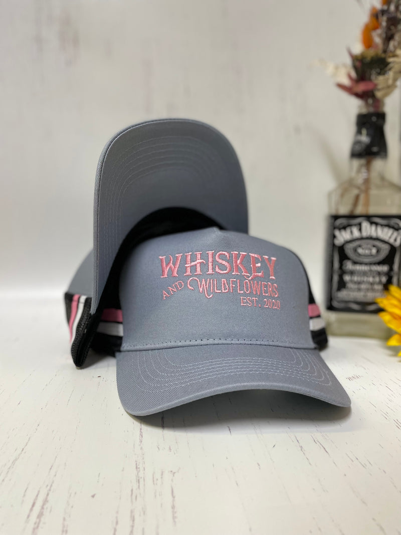 W&W Grey Pink & White High Pony Trucker Cap Dec