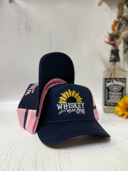 W&W Navy & Light Pink High Pony Trucker Cap Dec