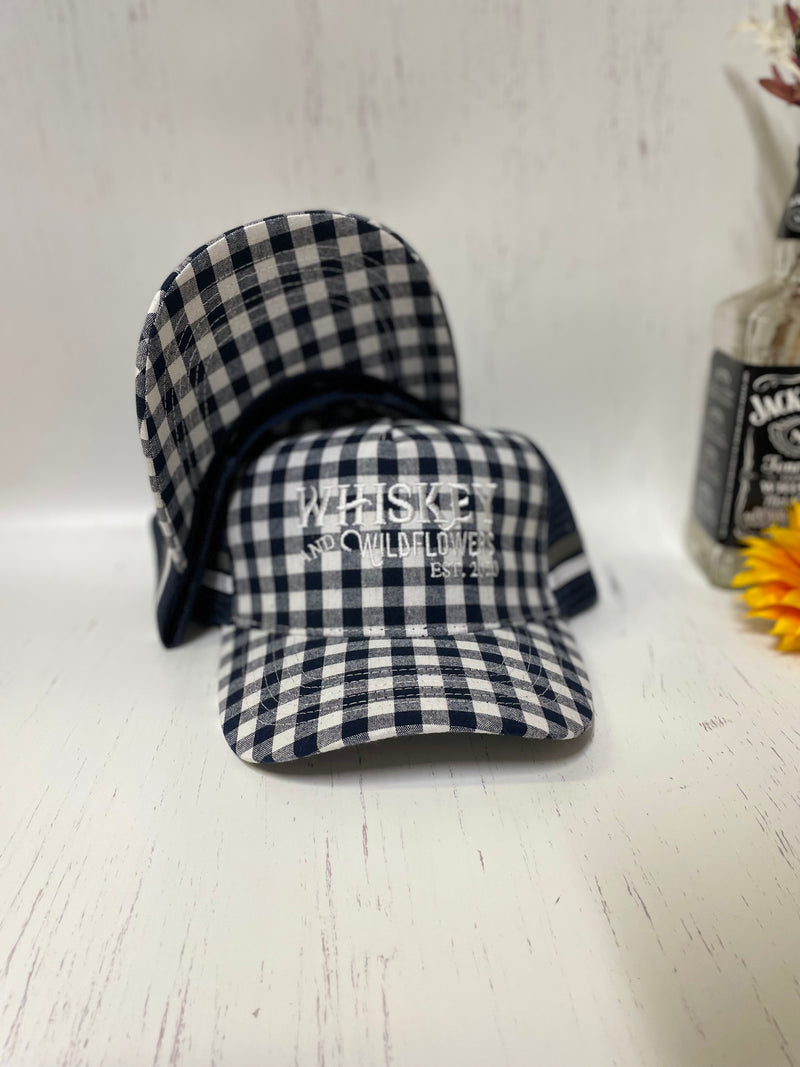 W&W Navy & White Gingham Trucker Cap DEC