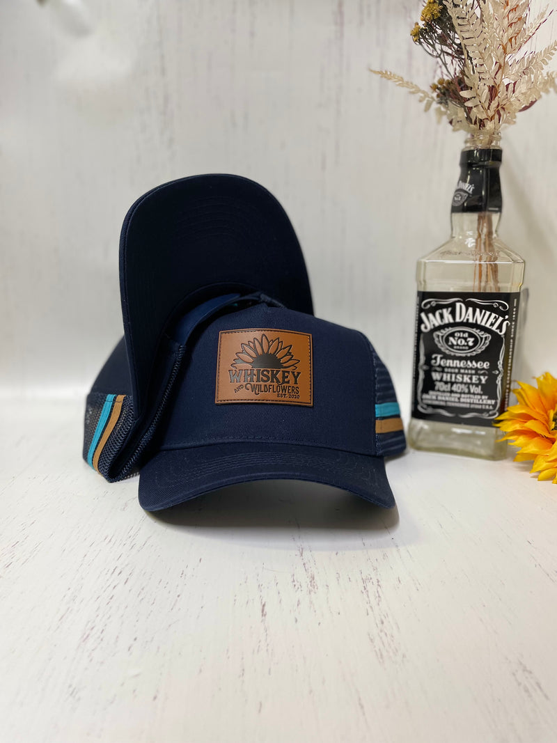 W&W Navy Sky Blue & Russet Brown Trucker Cap DEC