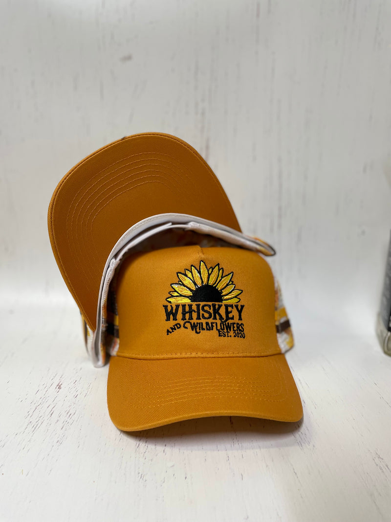 W&W Apricot Orange and Brown Sunflower Pattern Trucker Cap DEC