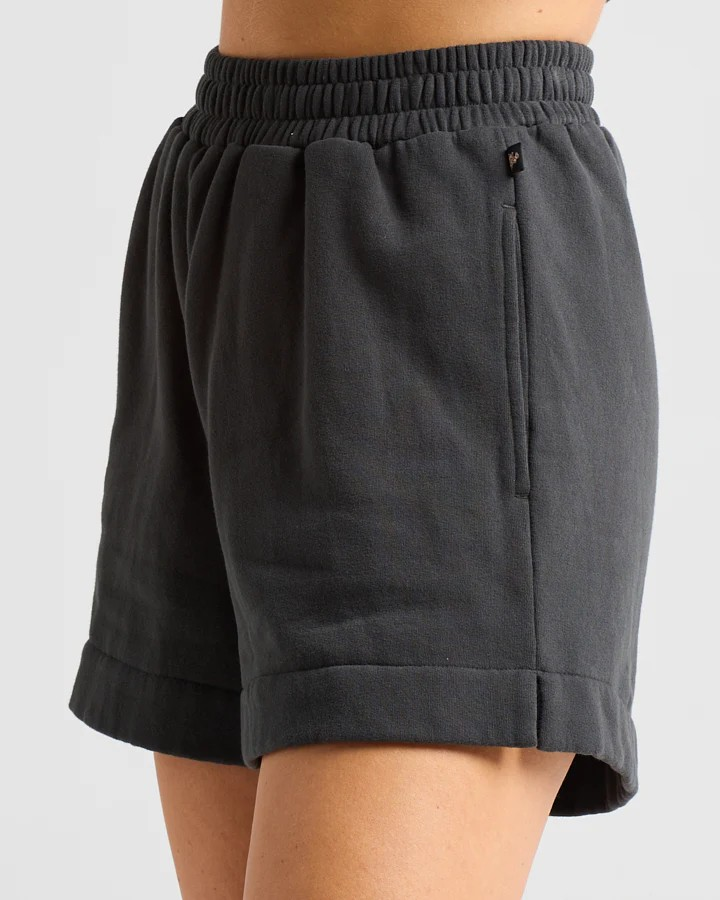 The Mad Hueys SUNFLOWER ANCHOR | WOMENS SHORTS - VINTAGE BLACK