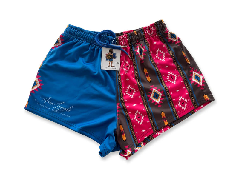 AFS Tribal Print Blue Footy Shorts - With Pockets