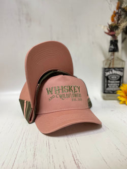 W&W Rose Blush Pink & Khaki High Pony Trucker Cap Dec