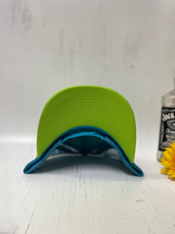 W&W Neon Green Cyan & White Trucker Cap DEC