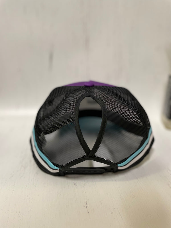 W&W Purple and Baby Blue Pony Tail Trucker Cap DEC