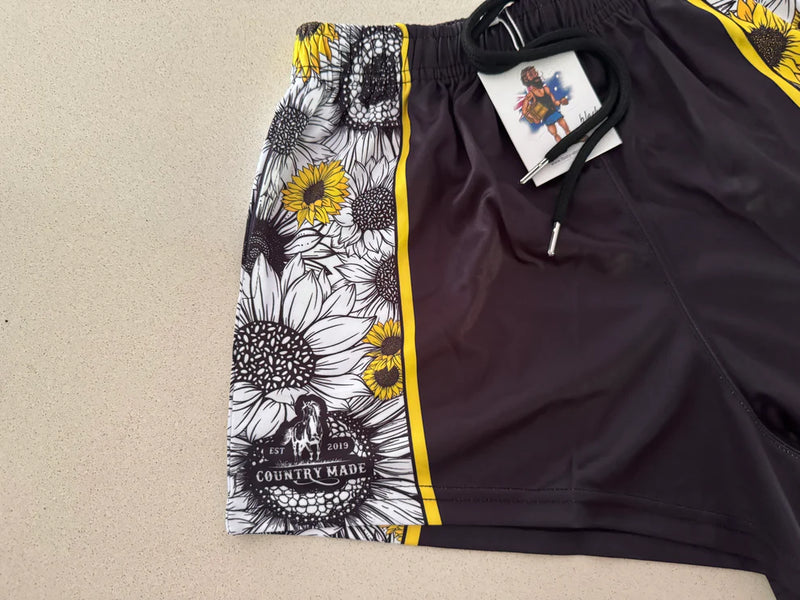 AFS Sunflowers Black Footy Shorts - With Pockets