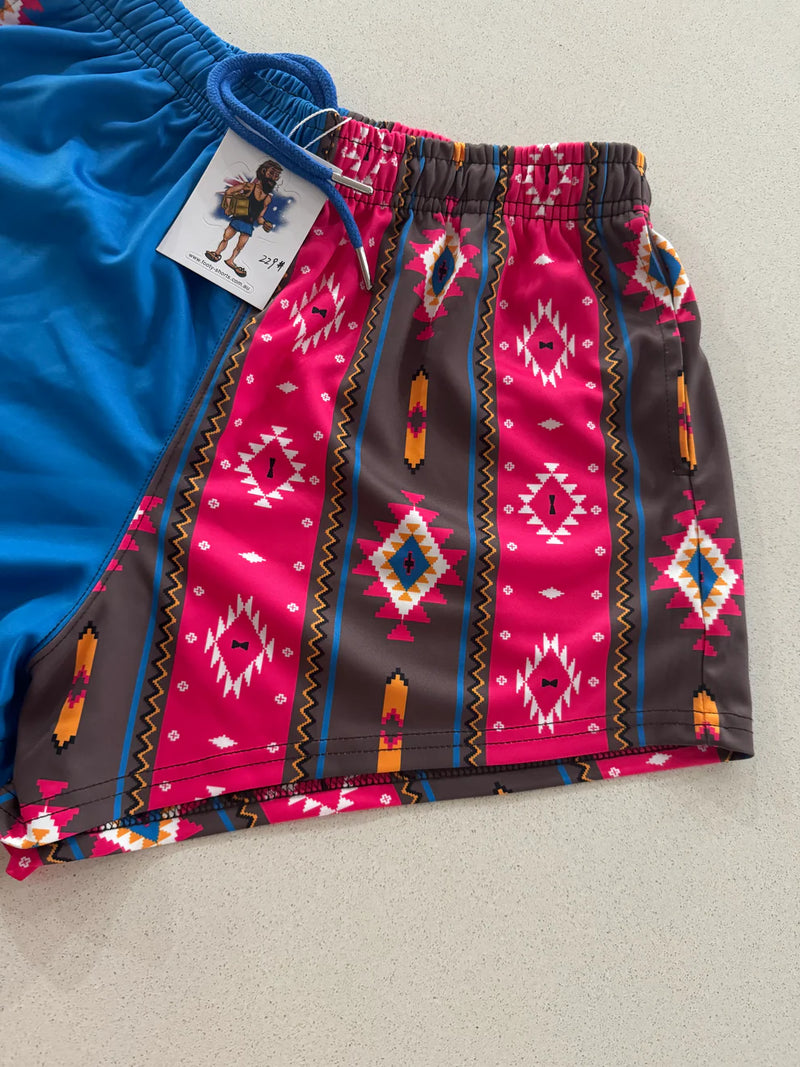 AFS Tribal Print Blue Footy Shorts - With Pockets