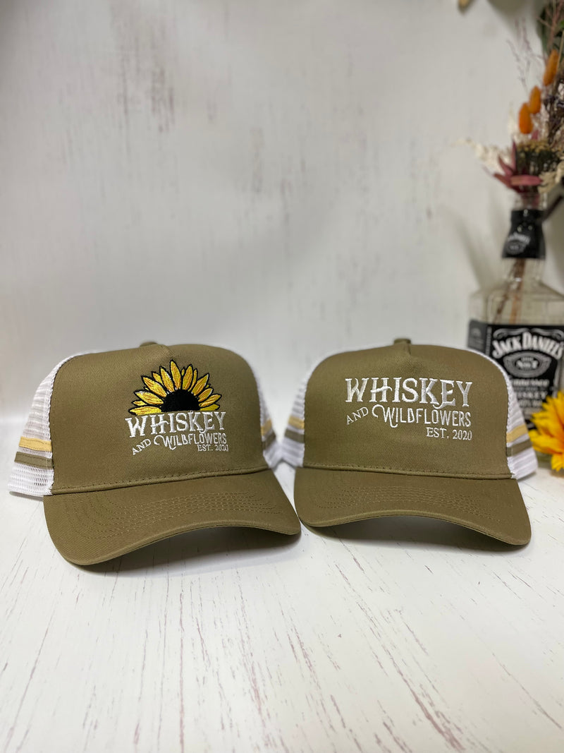 W&W khaki and White High Pony Trucker Cap DEC