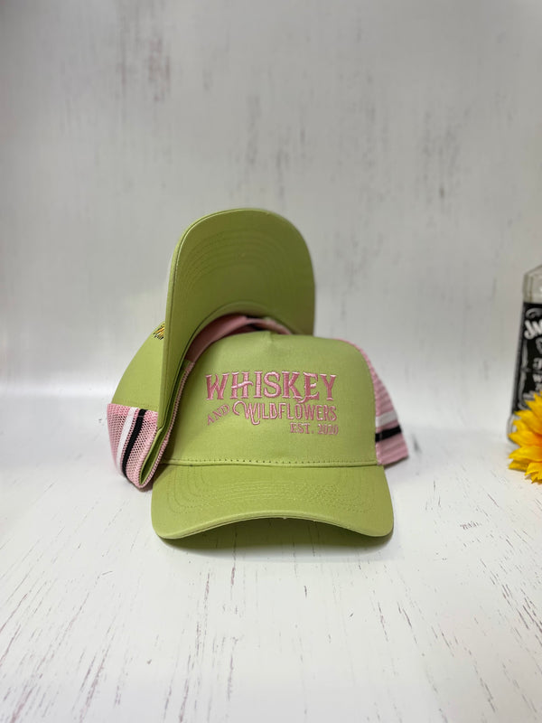 W&W Mint Green Light Pink White & Black Trucker Cap DEC